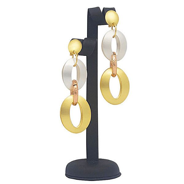 Bold Tri Color Gold Chain Link Earrings - Ella Moore
