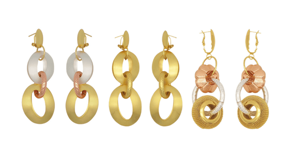 Bold Tri Color Gold Chain Link Earrings - Ella Moore
