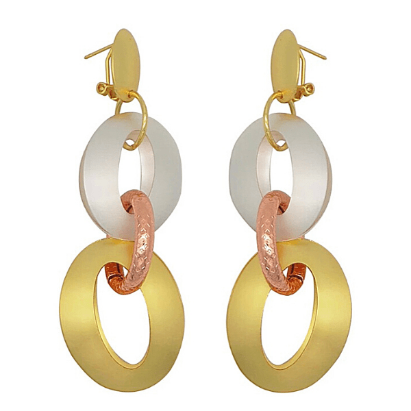 Bold Tri Color Gold Chain Link Earrings - Ella Moore
