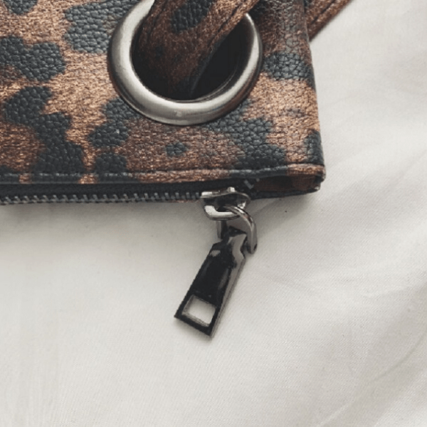 Brown Large Leopard Pouch Clutch with Wrist Strip - Ella Moore