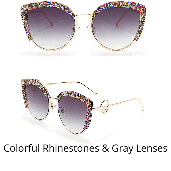 Colorful Rhinestone Sparkling Jeweled Fancy Bling Women Sunglasses with Case - Ella Moore
