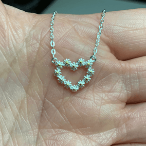 Daisy Flower Heart Sterling Silver Necklace - Ella Moore