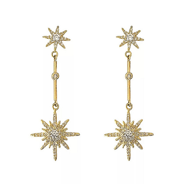 Gold Snowflake Star Dangling Earrings - Ella Moore