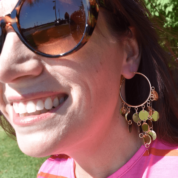 Gold Shimmering Coin Hoop Earrings - Ella Moore
