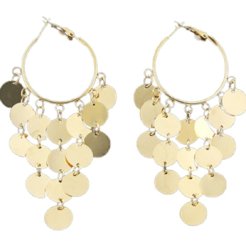 Gold Shimmering Coin Hoop Earrings - Ella Moore