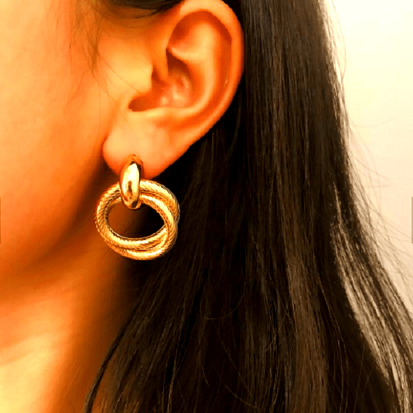 Gold Swirl Textured Hoop Earrings - Ella Moore