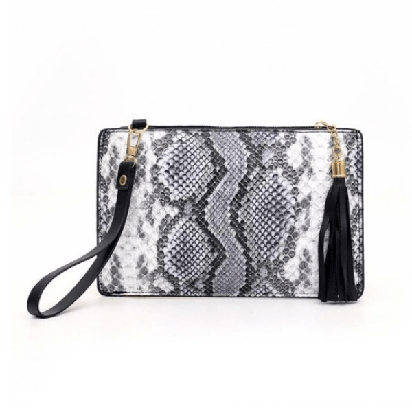 Gray Snake Print Pouch Clutch - Multiple Colors Available - Ella Moore