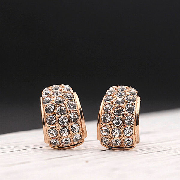 Gold  Half Hoop CZ Cubic Zirconia Clip-On Earrings - Ella Moore