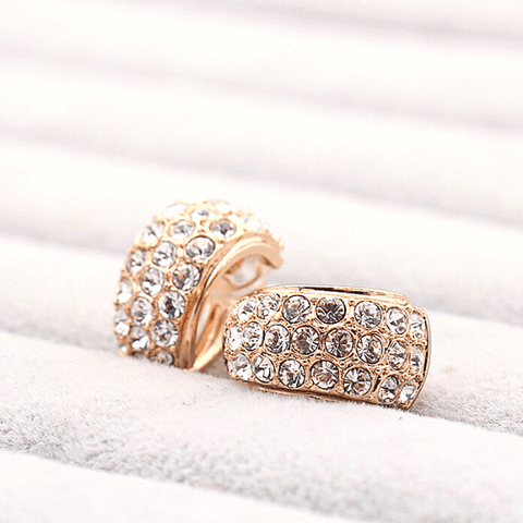 Gold Half Hoop CZ Cubic Zirconia Clip-On Earrings - Ella Moore