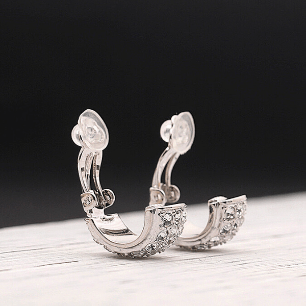 CZ Cubic Zirconia Thick Hoop Clip On Earrings