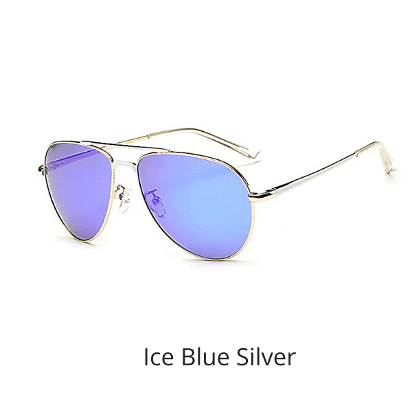 Ice Blue Silver  Mirrored Polarized Men Women Aviator Sung;asses UV400 UV 400 - Ella Moore