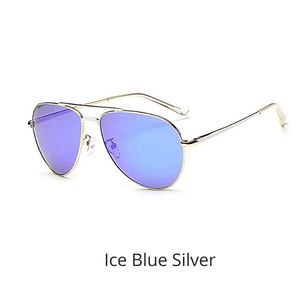 Ice Blue Silver  Mirrored Polarized Men Women Aviator Sung;asses UV400 UV 400 - Ella Moore