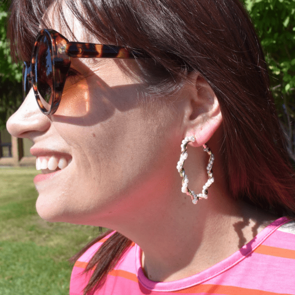Large Pearl & Gold Twisted Hoop Earrings - Ella Moore