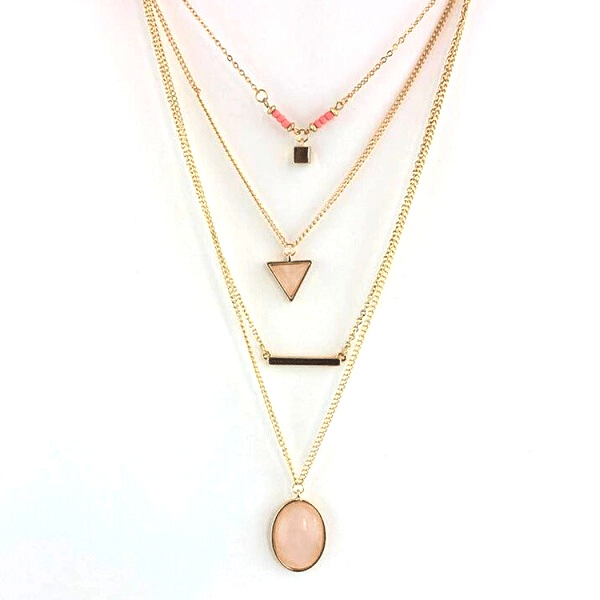 Layered Minimalist Rose Quartz Necklace