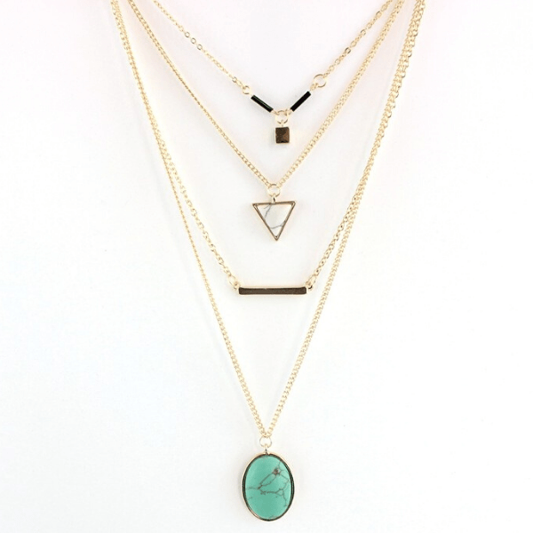 Layered Minimalist Turquoise Necklace