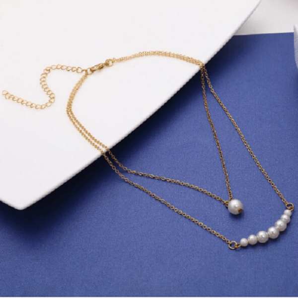 Layered Pearl Gold Necklace - Ella Moore