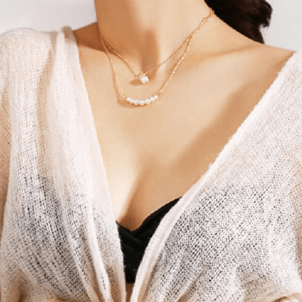Layered Pearl Gold Necklace - Ella Moore
