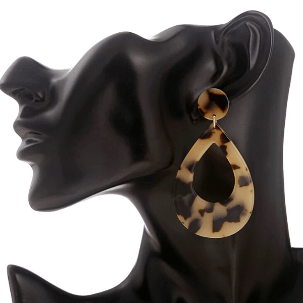 Leopard Animal Print Teardrop Dangling Drop Earrings - Ella Moore