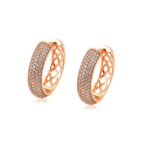 Medium 1 inch CZ Cubic Zirconia Rose Gold Hoop Earrings - Ella Moore