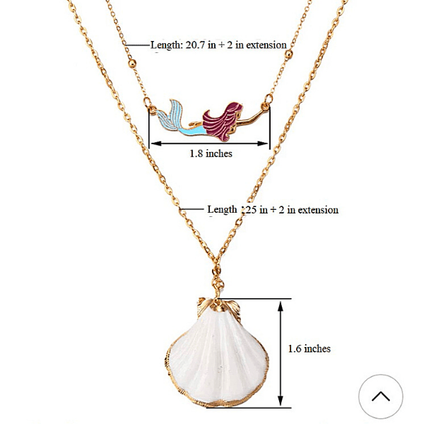 Mermaid and White Seashell Layered Gold Necklace