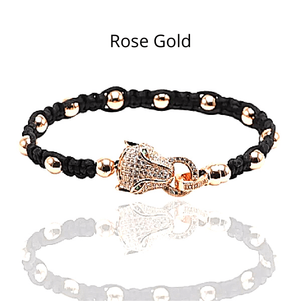 Micro Pave CZ Cubic Zirconia Leopard Handmade beaded Macrame bracelet - multiple colors