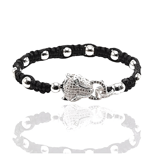 Micro Pave CZ Cubic Zirconia Leopard Handmade beaded Macrame bracelet -  multiple colors