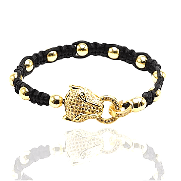 Micro Pave CZ Cubic Zirconia Leopard Handmade beaded Macrame 