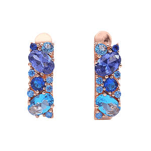 blue cz rose gold dangling earrings - ella Moore