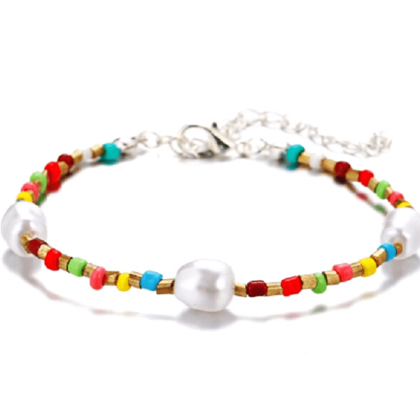 Pearl and Colorful Bead Beaded Anklet Ankle Bracelet - Ella Moore