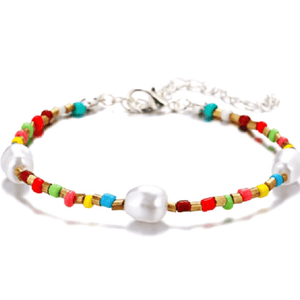 Pearl and Colorful Bead Beaded Anklet Ankle Bracelet - Ella Moore
