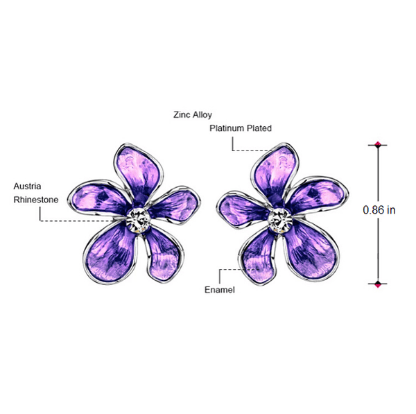 Purple  Rhinestone & Enamel Flower Floral earrings - Ella Moore