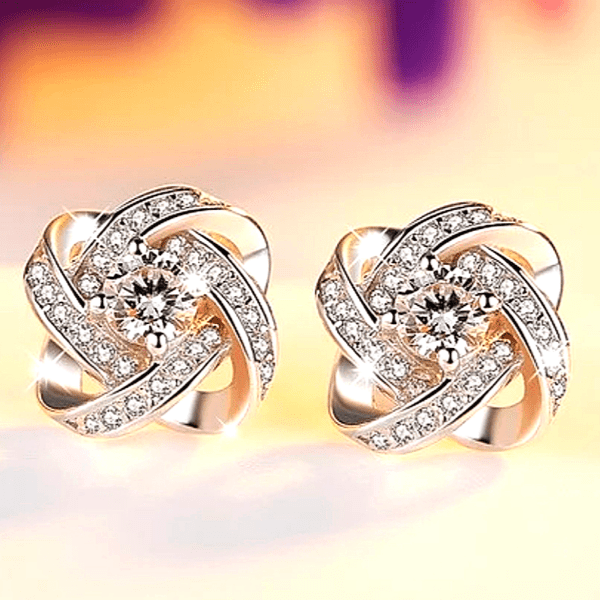 Sparkling Flower Floral CZ Cubic Zirconia 925 Sterling Silver Stud Earrings - Ella Moore