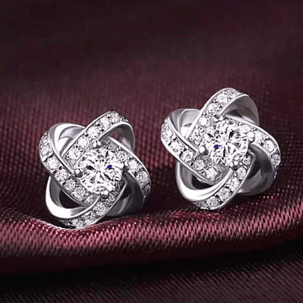 Sparkling Flower Floral CZ Cubic Zirconia 925 Sterling Silver Stud Earrings - Ella Moore