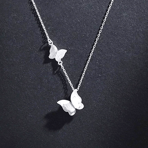 Double Sterling Silver Butterfly Necklace - Ella Moore