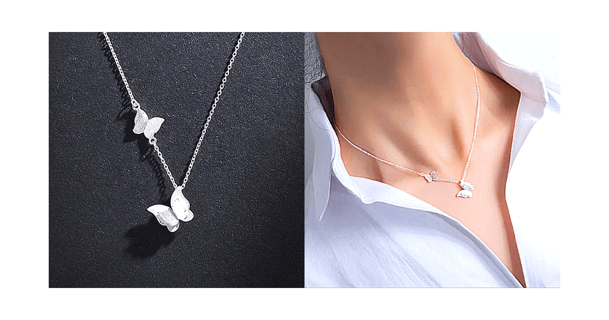 Double Sterling Silver Butterfly Necklace - Ella Moore