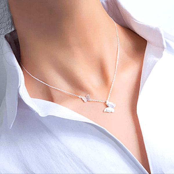 Double Sterling Silver Butterfly Necklace - Ella Moore