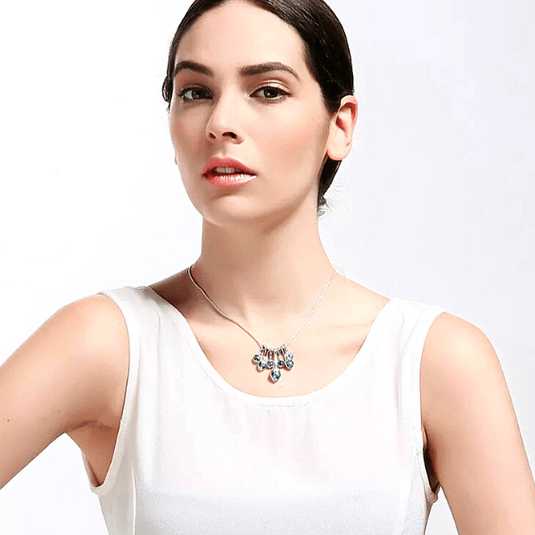 Swarovski Aquamarine Blue Crystal Drop Heart Silver Necklace