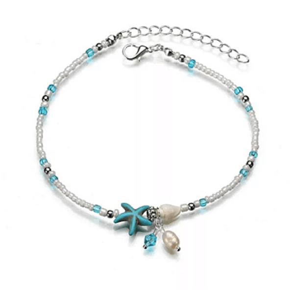 Turquoise Blue White & Clear Starfish & Seashell  Shell Crystal Beads - Ella Moore
