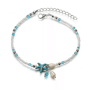 Turquoise Blue White & Clear Starfish & Seashell  Shell Crystal Beads - Ella Moore