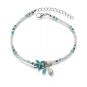 Turquoise Blue White & Clear Starfish & Seashell  Shell Crystal Beads - Ella Moore