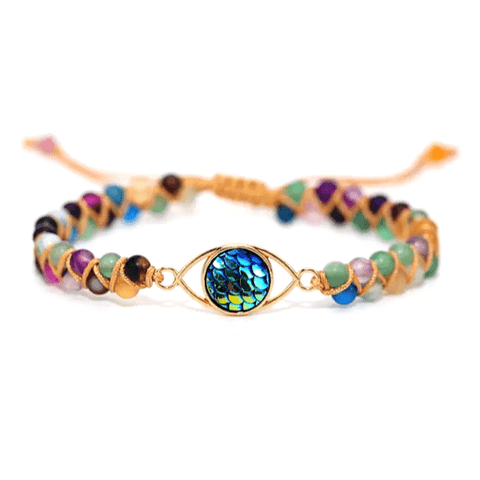 Turquoise Iridescent Mermaid Ocean Waves Natural Bead Macramé Bracelet - Ella Moore