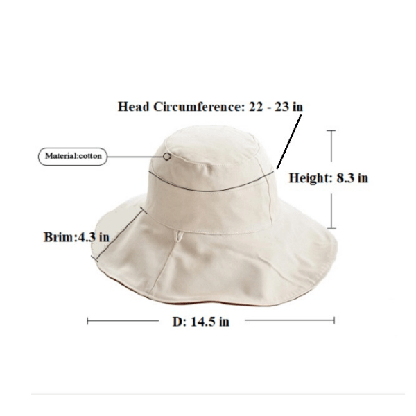 Two Tone Reversible Foldable Travel Ivory Beige Cotton Womens Bucket Hat - Ella Moore