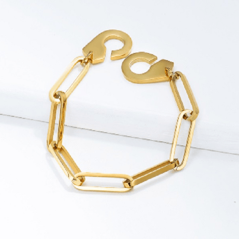 Gold Plated Cuff Chain Bracelet - Ella Moore