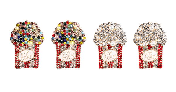 Festive Colorful Rhinestone Popcorn Earrings