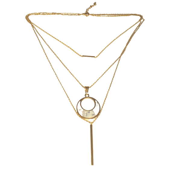 White Stone Moon Shape Layered Necklace - Ella Moore
