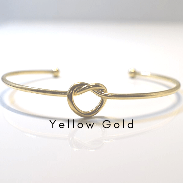 Yellow Gold Heart Shaped Love Knot Bracelet Bangle - Ella Moore