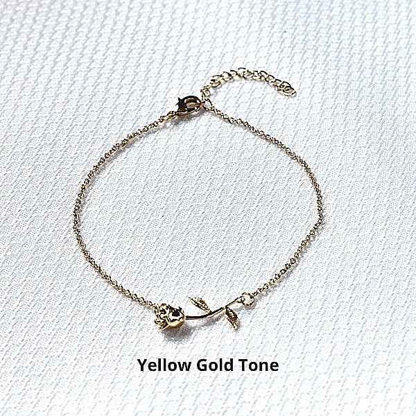 Yellow Gold Rose Anklet Ankle Bracelet - Ella Moore