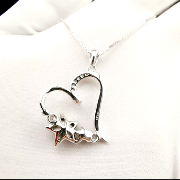Stunning Pink Austrian Crystal Star Sterling Silver Heart Necklace - Ella Moore