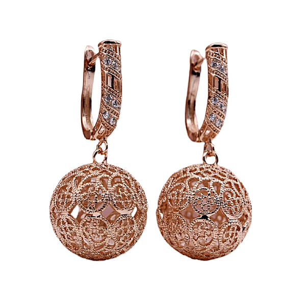 Hollow Ball Rose Gold Hoop Earrings -  Ella Moore