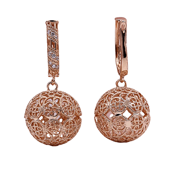 Hollow Ball Rose Gold Hoop Earrings -  Ella Moore